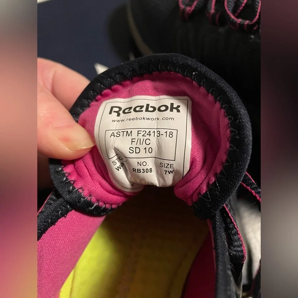 Reebok Astroride RB308 Steel Toe Shoes Sneaker 7W Women Navy Purple - Picture 10 of 15